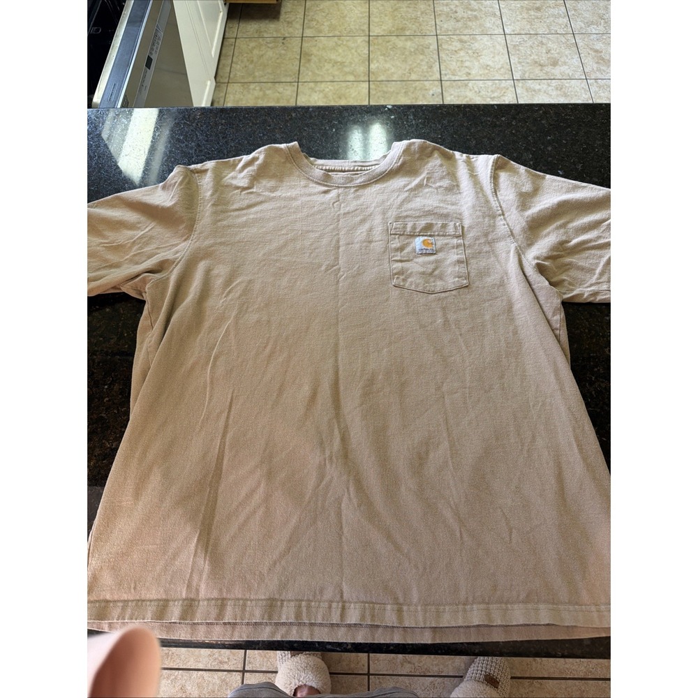 Carhartt Original Fit‎ T-shirt Men's Shirt 2XL Tan XXL Pocket Tee Work Cotton